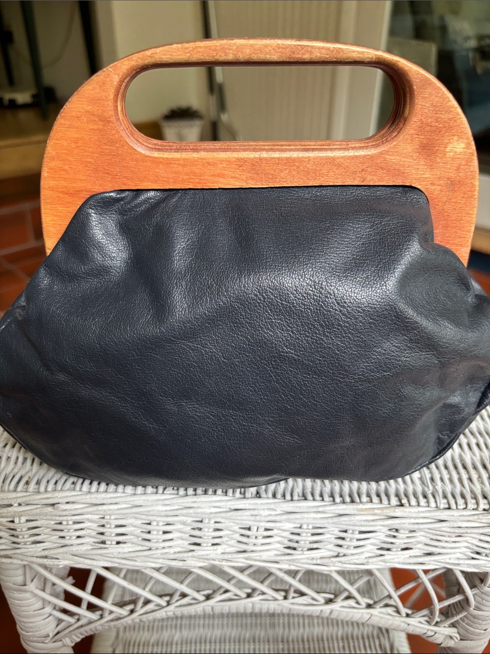 Classic navy blue Leather Top-Handle Women's purse